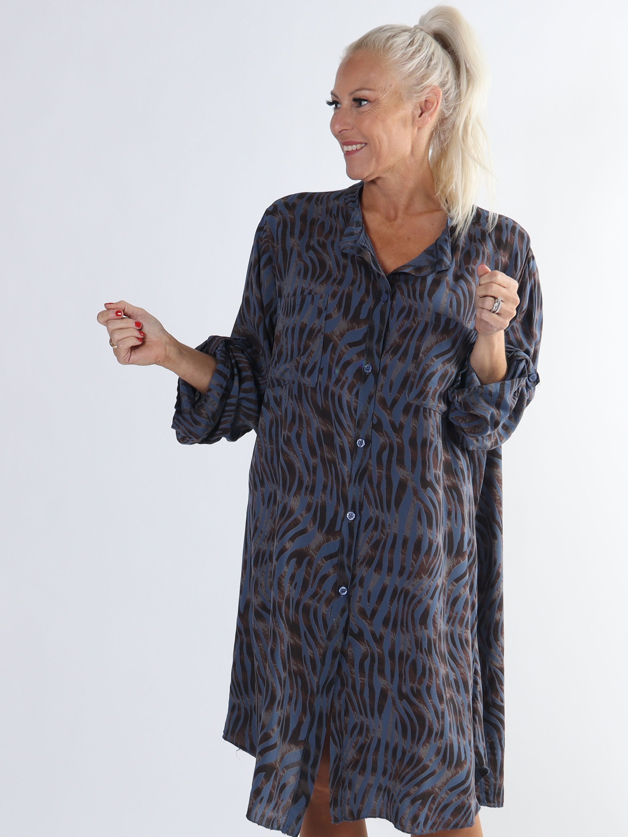 Firenze - Bomullsskjorta med djurränder i plusstorlek